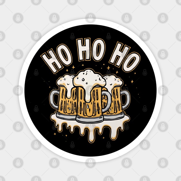 Ho Ho Beer Funny Christmas Drinking Magnet by Ink Lines